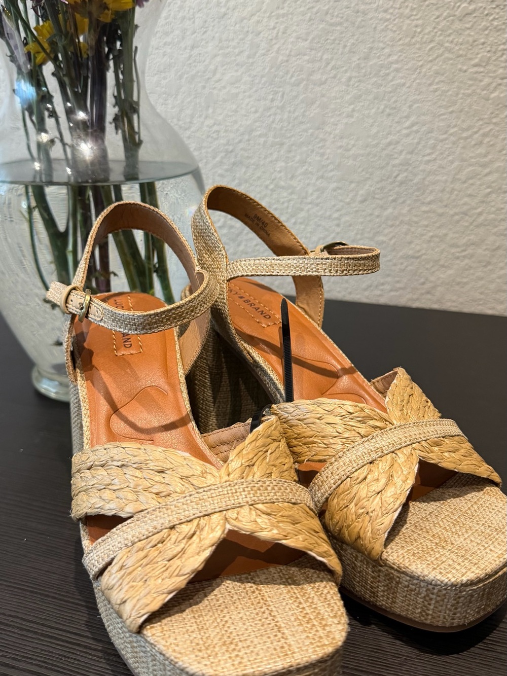 Lucky Brand Braided Espadrille Wedge Sandals - Natural Tan